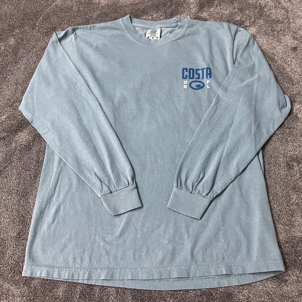 NEW Costa Del Mar Mens Long Sleeve T-Shirt Ice Blue M Outdoor Preppy Fishing